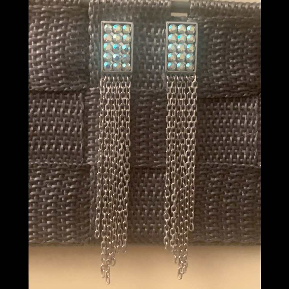 Swarovski chain link blue crystal earrings
